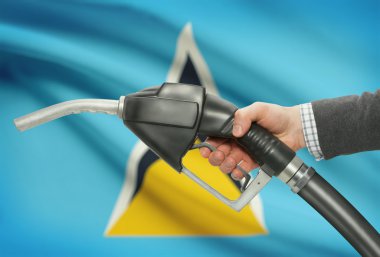 Pompa meme el ile arka plan - Saint Lucia Ulusal bayrağını yakıt.