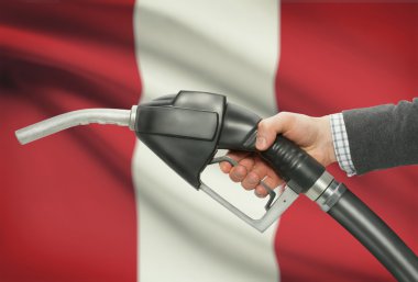 Pompa meme el ile arka plan - Peru Ulusal bayrağını yakıt.