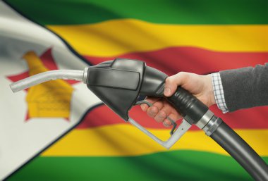 Pompa meme el ile arka plan - Zimbabve Ulusal bayrağını yakıt.