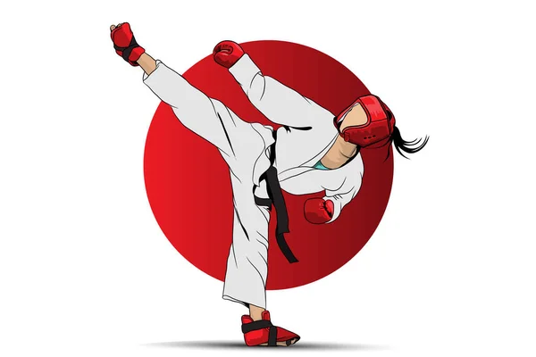 Meisje Karate Meisje Kimono — Stockvector