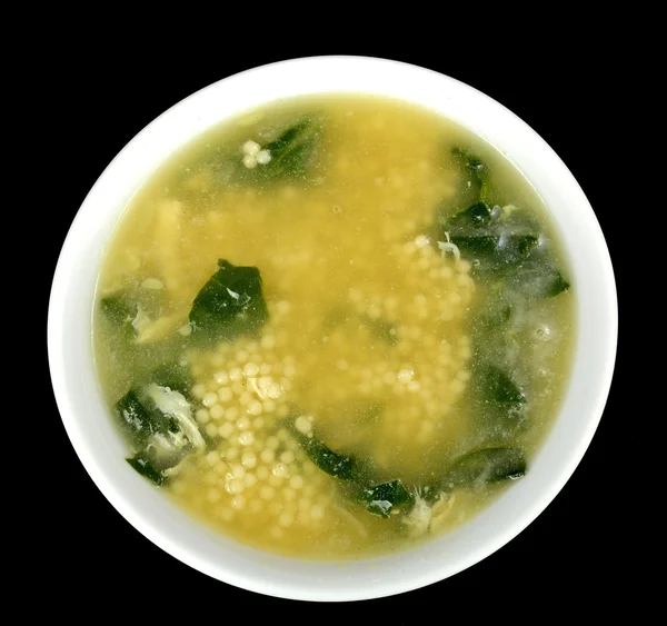 Sopa de gota de ovo espinafre — Fotografia de Stock