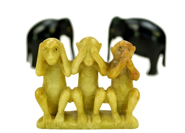三只猴子的雕刻 — 图库照片