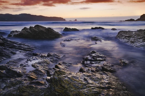 Puesta de sol en la costa atlántica — Foto de Stock