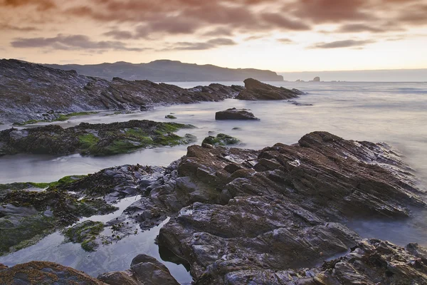 Puesta de sol en la costa atlántica — Foto de Stock