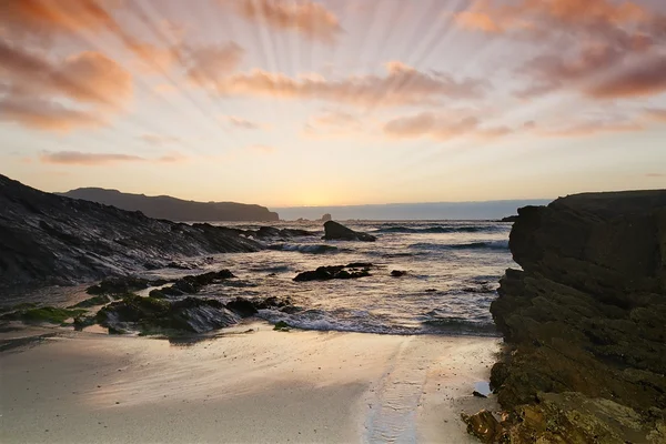 Zonsondergang op de Atlantische kust — Stockfoto