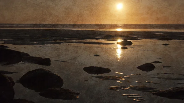 Západ slunce na pobřeží Atlantského oceánu — Stock fotografie