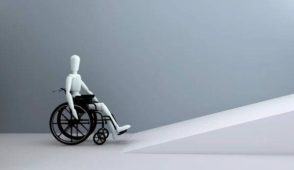Инвалидное кресло перед пандусом — стоковое фото