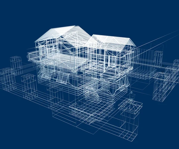 青い建物構造 — ストック写真