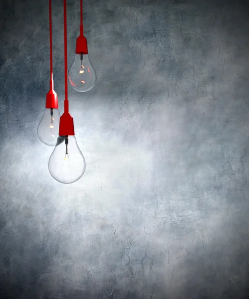 Old grunge wall with bulbs — Stock Photo, Image