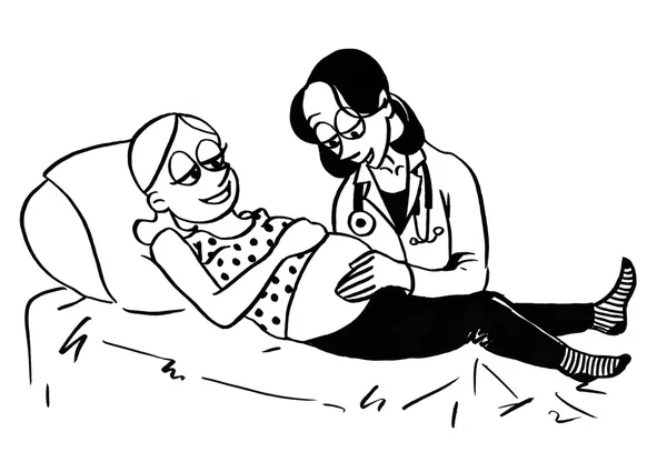 Doktor hamile kadın. 