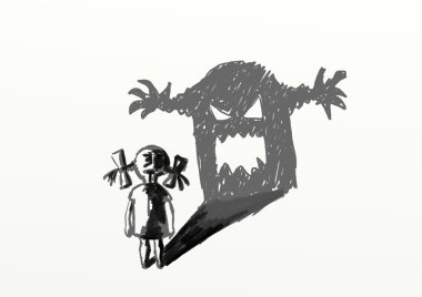 Girl and her shadow clipart