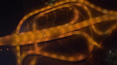 Top view of a traffic interchange, drone timelapse