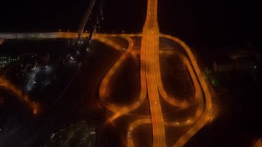 Drone hyperlapse of transport car interchange in the metropolis