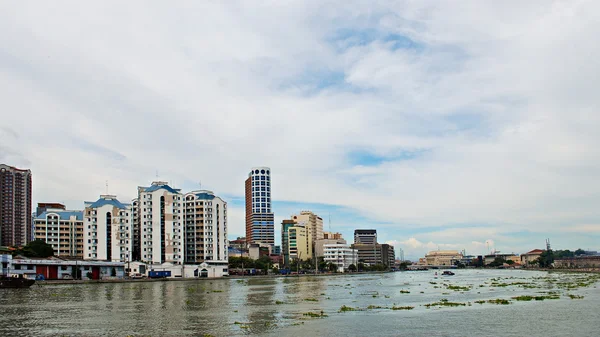 Modern City Near a River Panorama — Stock Photo, Image