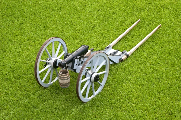 Old cannon on wheels in exhibition — Stock Photo, Image