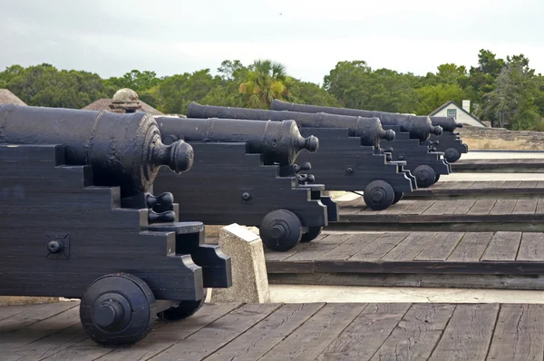 Старые пушки, нацеленные в море — стоковое фото