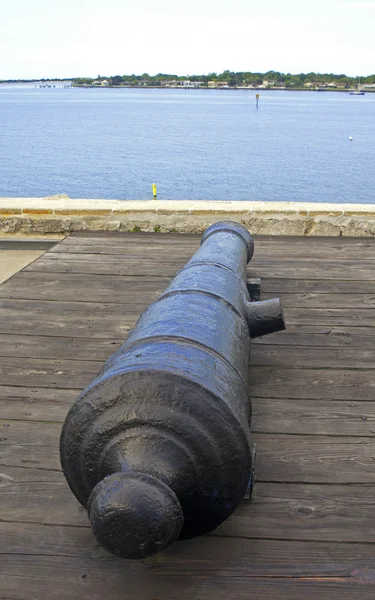 Canon from the 16th century aiming at the bay — Stock Photo, Image