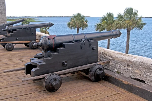 Old cannons aiming at the sea — Stock Photo, Image