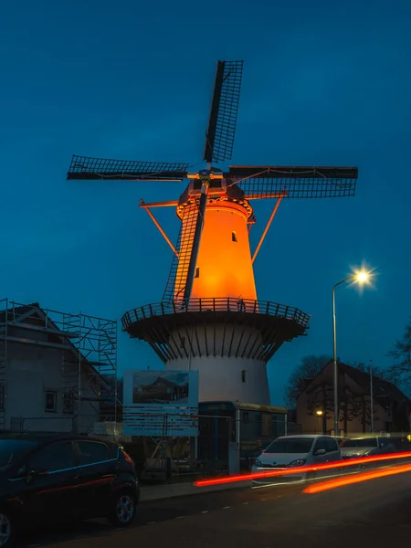 Tower Mill Hoop Orange Light Twilights Arnhem Gelderland Países Bajos — Foto de Stock