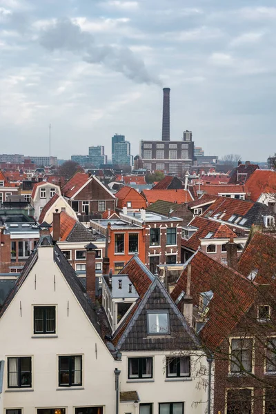Utsikt Över Skorstenen Vliststraat Nederländska Leiden — Stockfoto