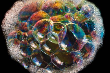 Sabun köpüğünden yapılmış sanatsal renkli arkaplan