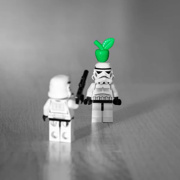 Miniatura Lego Trooper Figuras Clones Star Wars Tiro Objetivo — Fotografia de Stock