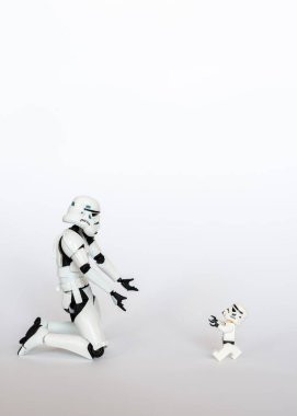 Minyatür Lego Askerleri figürleri, Star Wars klonları, baba ve oğul 