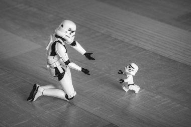 Minyatür Lego Askerleri figürleri, Star Wars klonları, baba ve oğul 