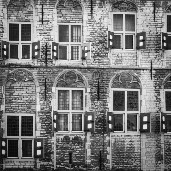 Fachada Fot Blanco Negro Del Ayuntamiento Gouda Una Ciudad Los — Foto de Stock