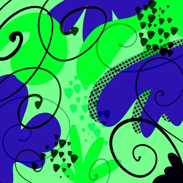 Abstract Fantasie Helder Patroon Blauw Groene Tinten Digitale Kunst — Stockfoto
