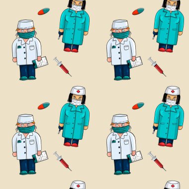 Tıbbî desen çizilmiş. Bej arkaplan.