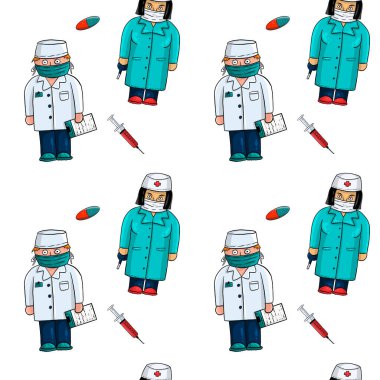 Tıbbî desen çizilmiş. Beyaz arkaplan.