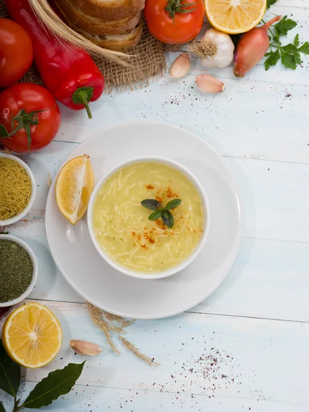 Chicken Noodle Soup with Turkish cooking method. — Stock Image Chicken Noodle Soup Turkish Cooking Method Royalty Free Stock Photos