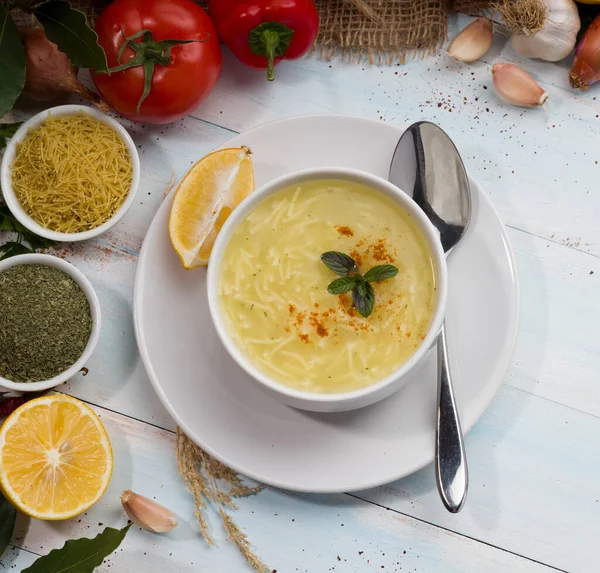 Chicken Noodle Soup with Turkish cooking method. — Stock Image Chicken Noodle Soup Turkish Cooking Method Stock Picture