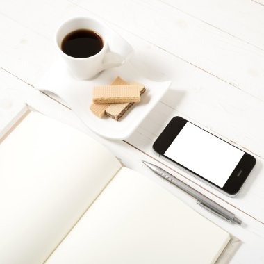 kahve fincanı gofret, telefon, Not Defteri ile