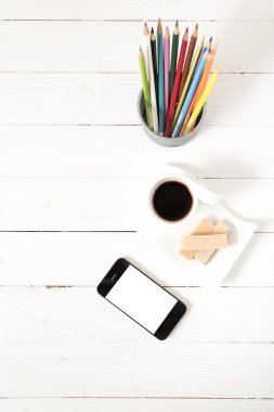 kahve fincanı gofret, telefon, kalem kutusu