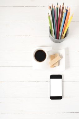 kahve fincanı gofret, telefon, kalem kutusu