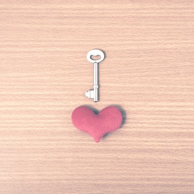 anahtar vintage tarzı ile kırmızı kalp