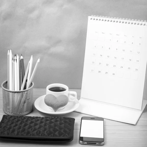 office desk : coffee with phone,wallet,calendar,heart,color penc