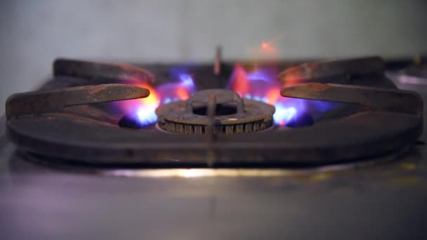 Quemador de gas en la estufa — Vídeos de Stock