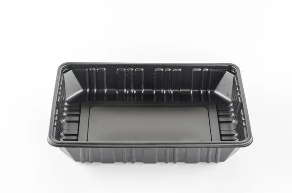 Black plastic tray — Stock Photo, Image