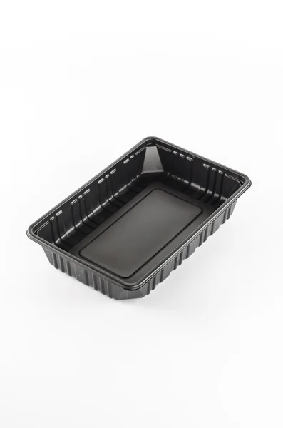 Black plastic tray — Stock Photo, Image