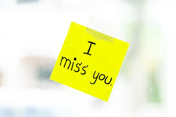 I miss you word on sticky note — Stock Photo, Image