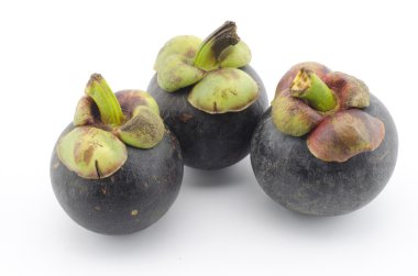 Mangosteen beyaz üzerine izole