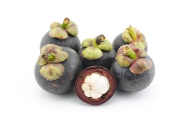 Mangosteen beyaz üzerine izole