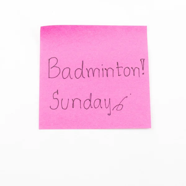 Nie zapomnij grać badmintona w niedzielę — Zdjęcie stockowe