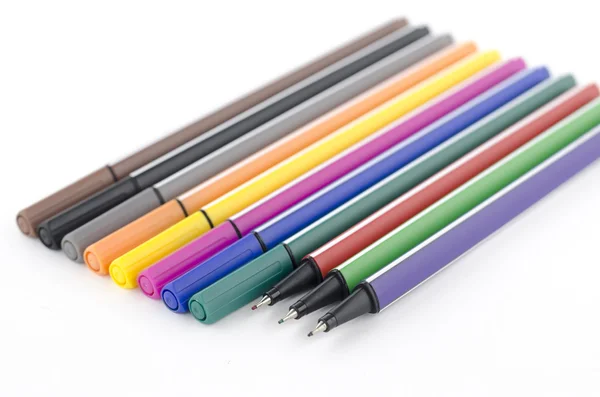 Colorful pens isolated on white — Stock Photo, Image