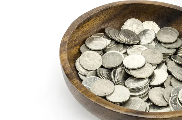 Серебряная монета, изолированная на белом — стоковое фото