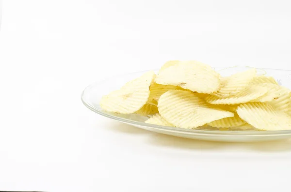 Mellanmål potatischips isolerad på vit — Stockfoto