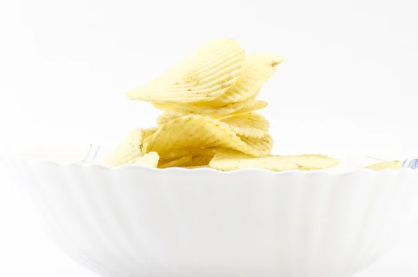 Snack potato chips isolated on white — Stock Photo, Image
